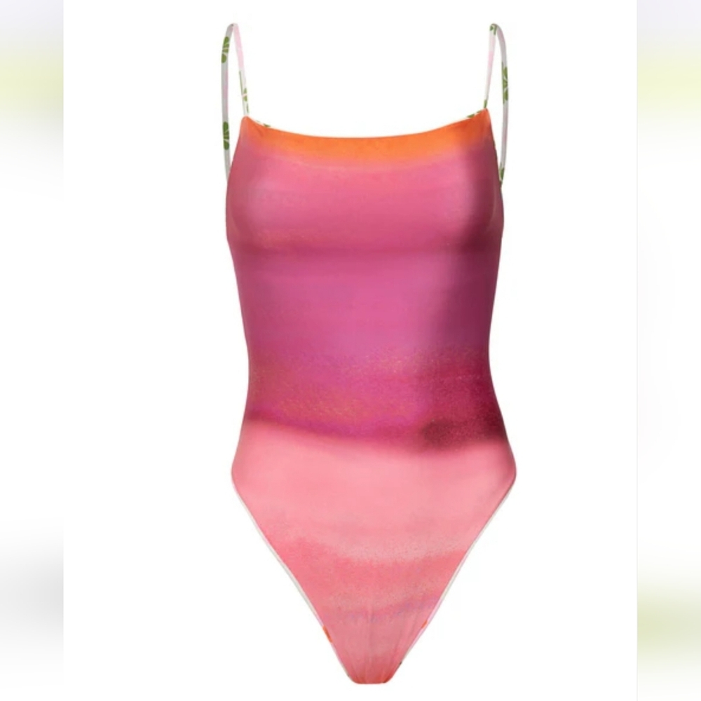 Maaji Pink Floral One-Piece Swimsuit with Green Accents NWTA - Picture 2 of 12